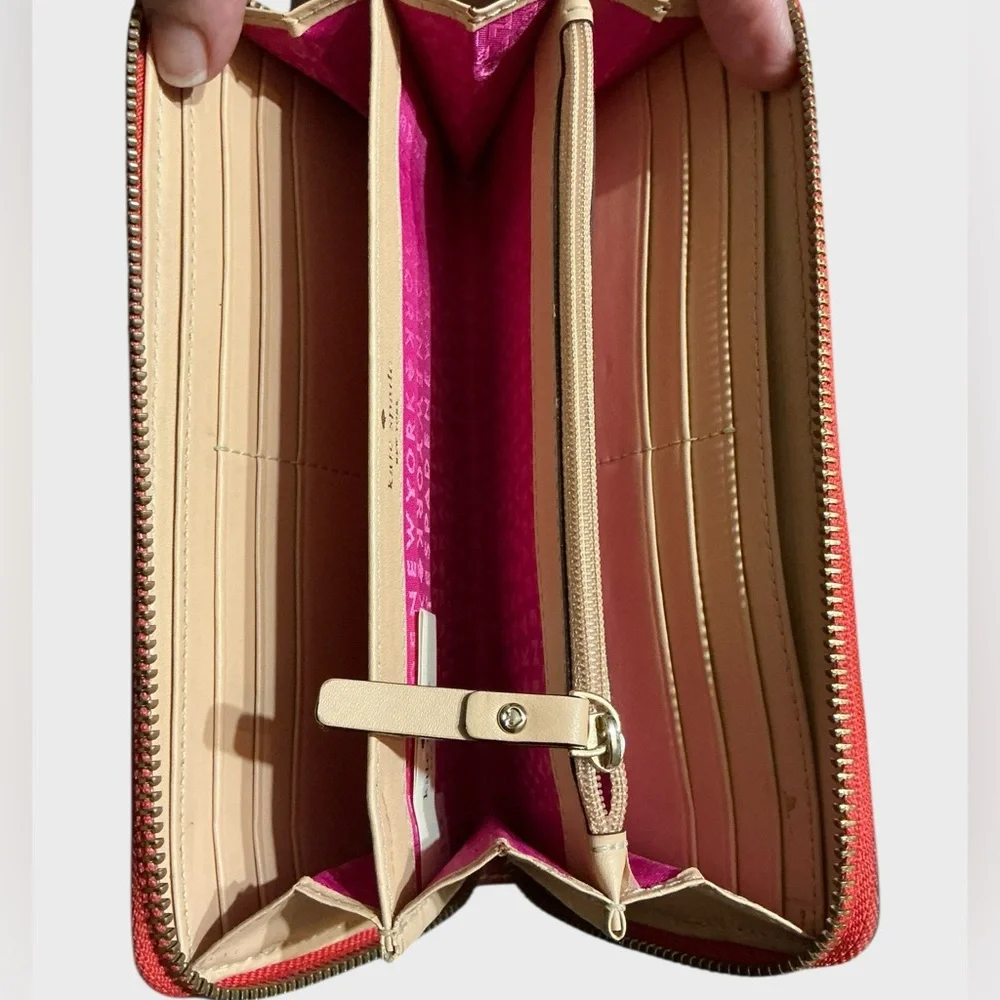 Kate Spade Wellesley Neda Zip Around Leather Continental Wallet Red Orange